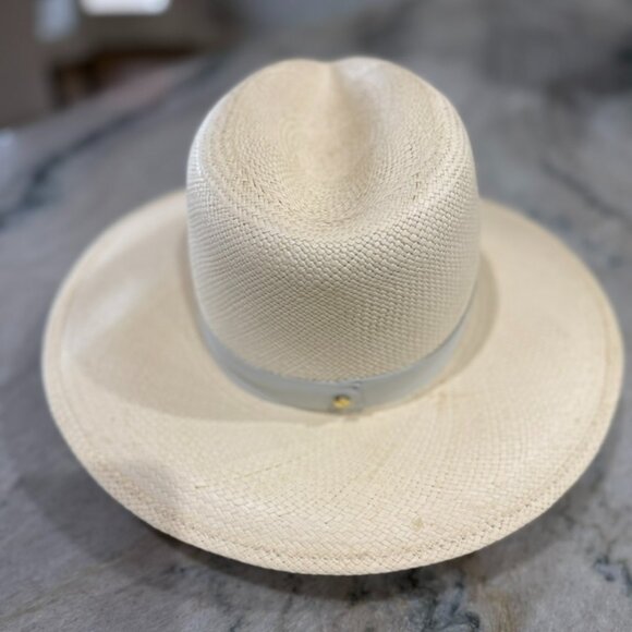 Janessa Leone Aisley White Straw Beach Hat, Size Small main image 6